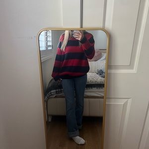 brandy melville red and navy striped sweater